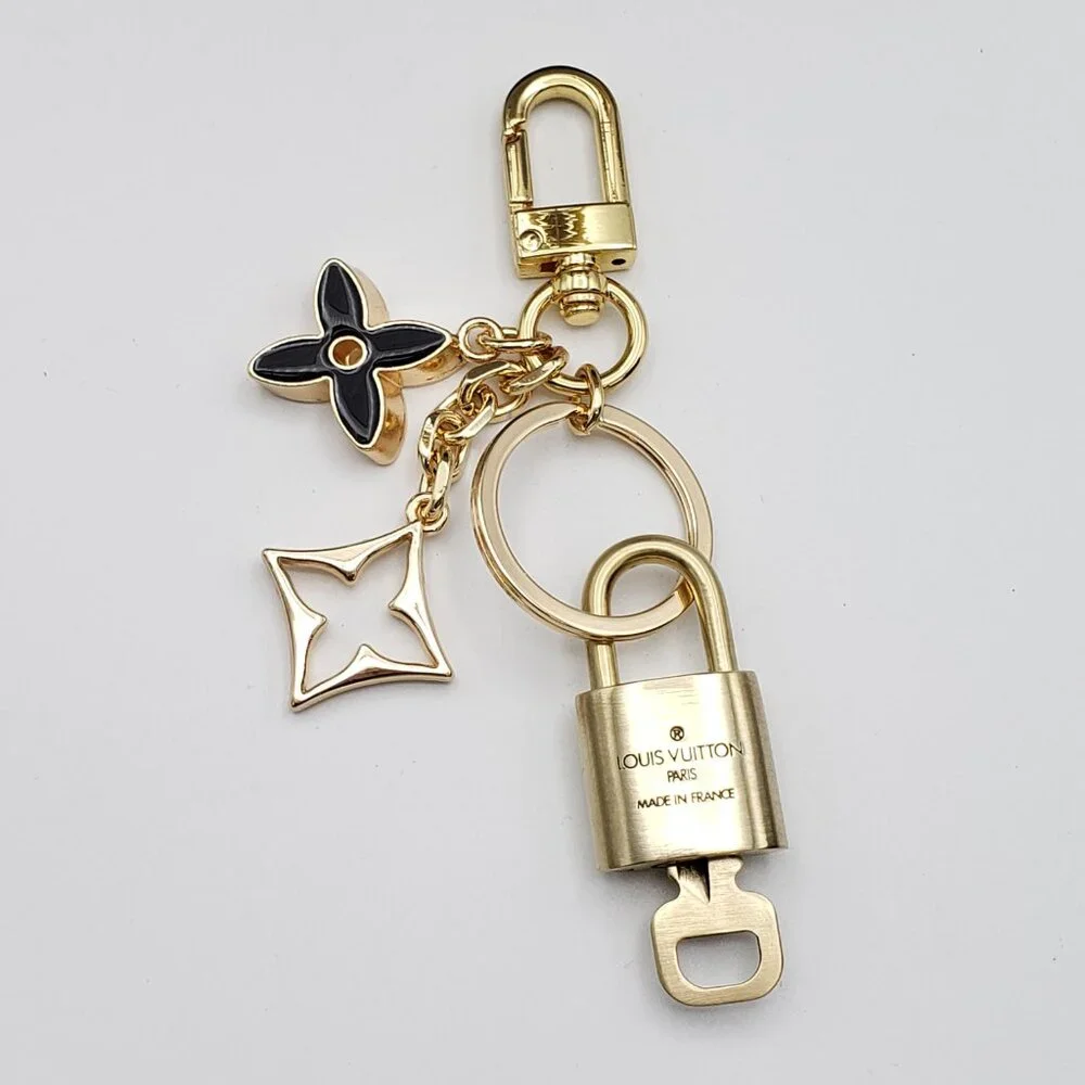Louis Vuitton Gold Padlock 🔑 Authentic LV Unbranded Flower Keychain Bag Charm